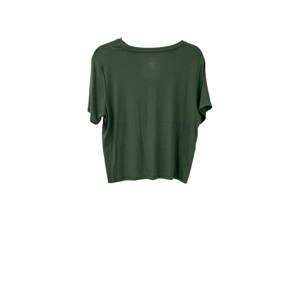Nuuds Silk One Piece Pajama Top Short Sleeve Stretch Olive Green Size M NWOT - Picture 5 of 7